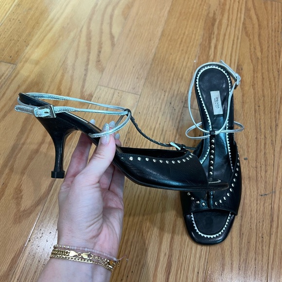 Prada Black Studded Strappy Sandals - Picture 3 of 8